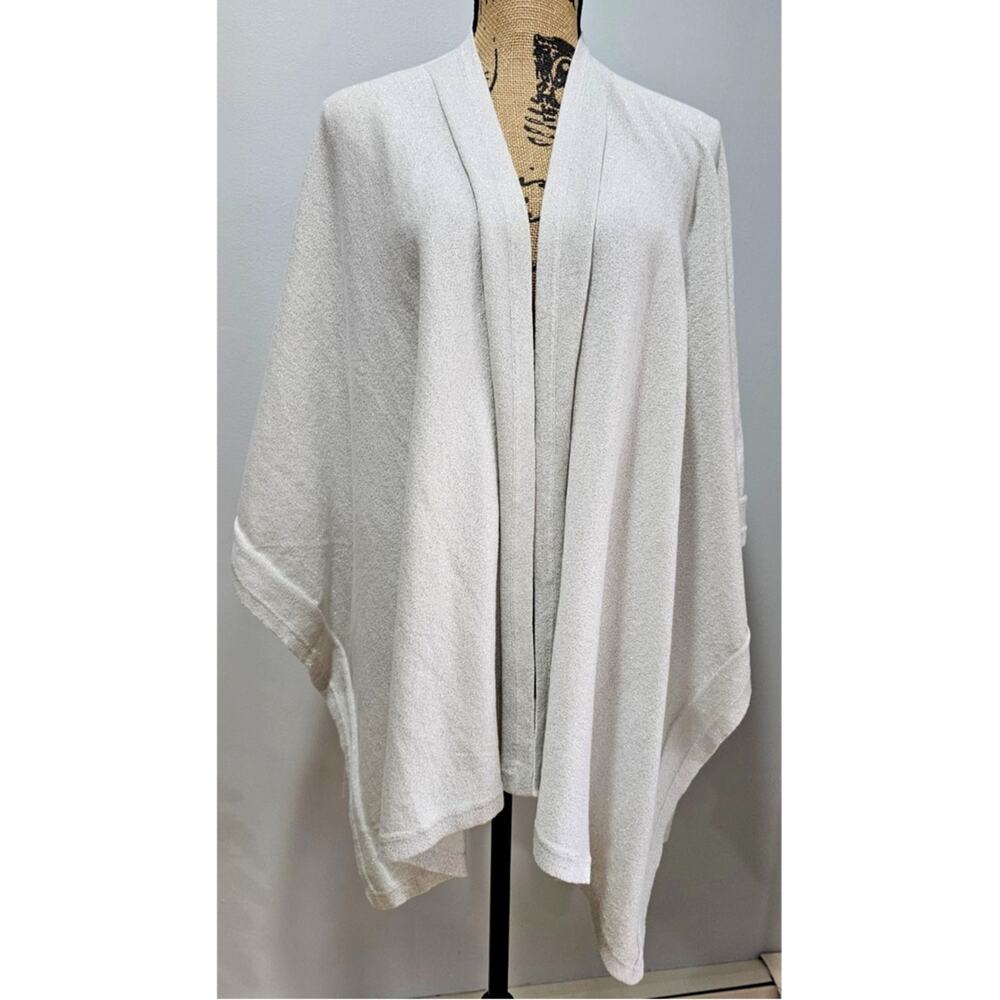 Brooks Brothers Open Front Shawl Cape Sweater Gray Silver Metallic OS, New - Picture 1 of 8